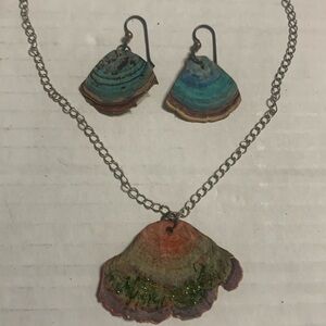 Natural Fungi Necklace w/ matching earring .. FOR MY NATURE LOVERS !